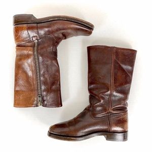 VTG Frye Heath Brown outside zip women's boots 7.5